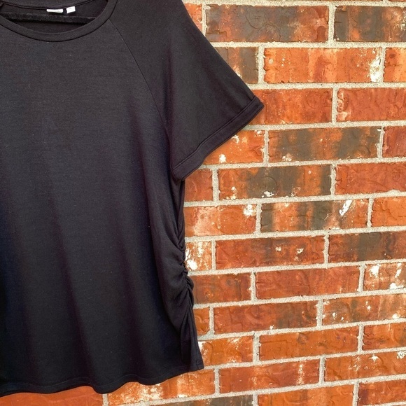 Gap Womens 2X Black Ruched Shide Wide Flare Sleeve Casual Dress - Picture 2 of 8